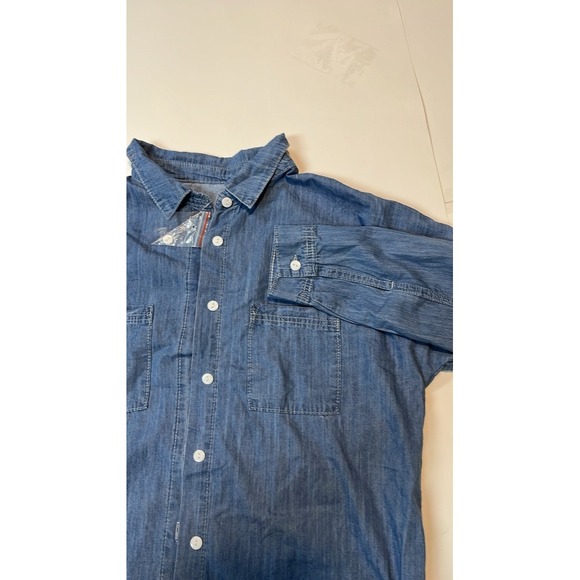 Denim‎ Look Long Sleeve Med Ladies Button Up Shirt 100% Cotton - Picture 1 of 5